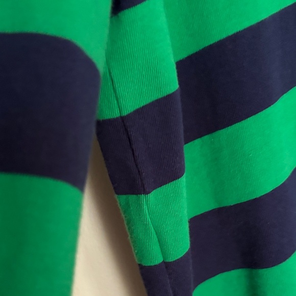 J. Crew Green and Navy Striped Cropped Rugby Polo - Picture 4 of 4